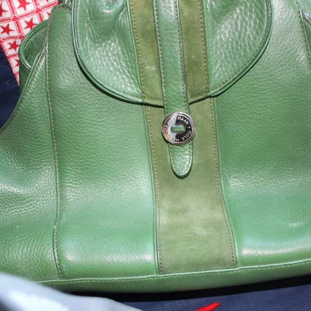 Vintage Cole Haan Green Leather Handbag Villager H04 Beautiful - Picture 4 of 9